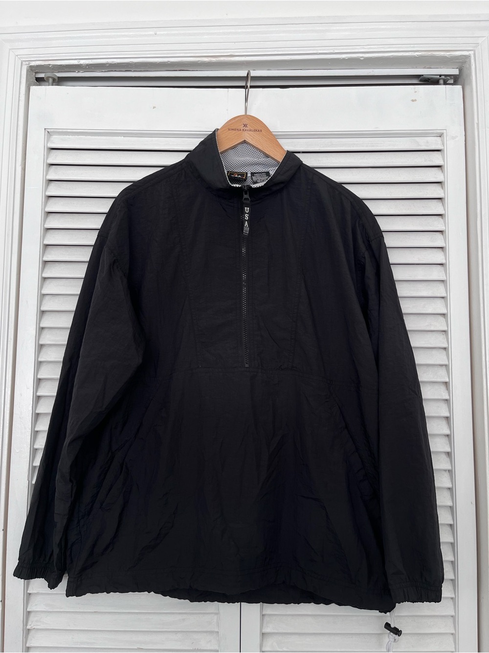 Men's Black Half-Zip Windbreaker Jacket - USA